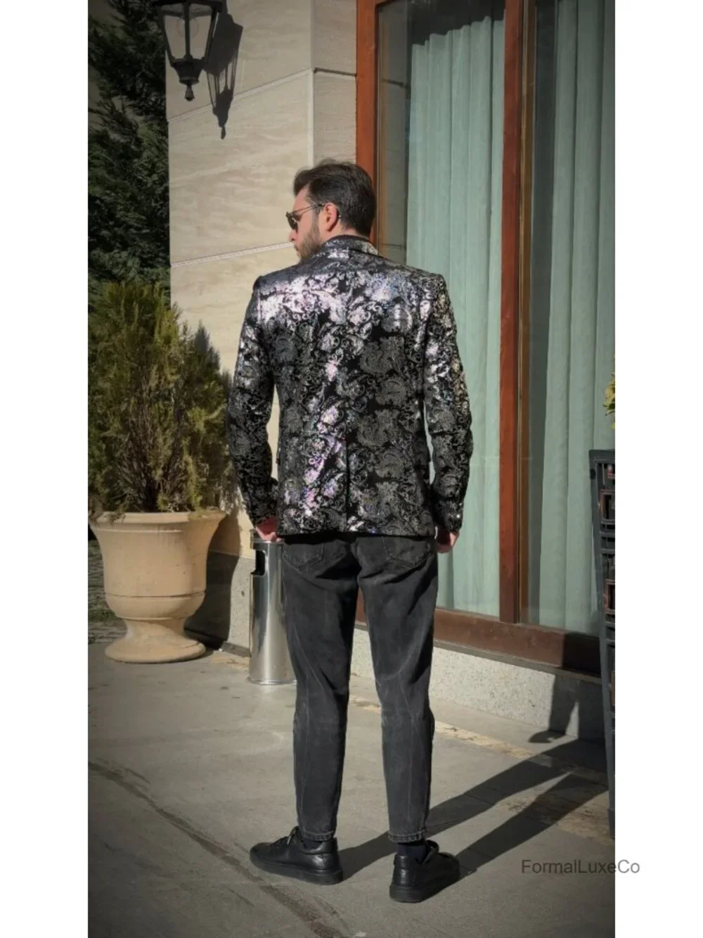 Men's Floral Suit Jacket Blazer Single-Breasted Notched Lapel Slim Fit